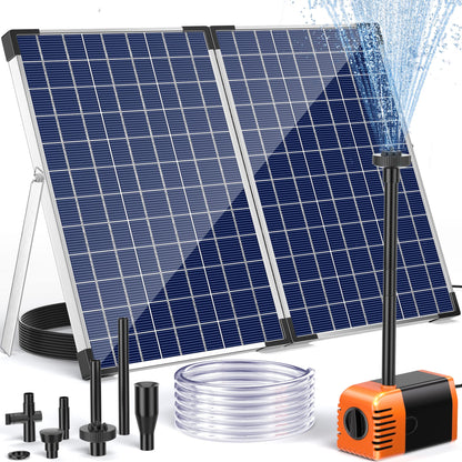 POPOSOAP Solar Fountain Pump 35 Watt, 480GPH Solar Water Pond Pump with PVC Tubing 4 Spray Heads 16.5ft Cable Length for Garden Pond Fountain Waterfall Hydroponics Pool