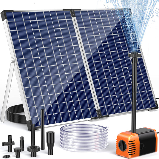 POPOSOAP Solar Fountain Pump 35 Watt, 480GPH Solar Water Pond Pump with PVC Tubing 4 Spray Heads 16.5ft Cable Length for Garden Pond Fountain Waterfall Hydroponics Pool