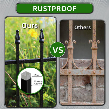 FOREHOGAR Decorative Metal Garden Fence 11in H x 12ft L, Small Border Fence Roman Column Deco, Garden Fencing for Flower Bed Lawn Landscape Outdoor, 10 Panels + 11 Stakes Black