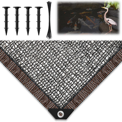 Yoojahow Koi Pond Netting Kit 19.7x30ft, Heavy-Duty Pe, Bird Deer Fence Netting, Durable Net Cover for Leaves, Protect Fish from Blue Heron Bird, Cats & Predators, Stakes & Ties Included