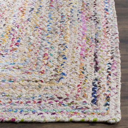 SAFAVIEH Braided Collection Accent Rug - 2' 3" x 5', Ivory & Multi, Handmade Boho Reversible Cotton Ideal for Living Room, Bedroom, Kitchen (BRD210B)