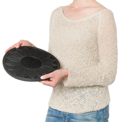 HF by LT Rubber Medallion Garden Stepping Stone, 11-3/4 inches, Black, Set of 3