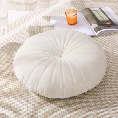 STRWARD Floor Pillow Meditation Cushion Round Large Floor Pillows Seating for Adults, Velvet Thick Floor Cushions for Yoga Living Room Balcony Outdoor Tatami（Beige）
