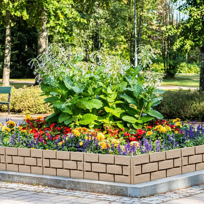 Landical 8 Pcs Gray Retaining Wall Block Faux Stone Edging for Landscaping, 17 x 13 Inch Garden Border Landscape Edging Blocks Garden Plastic Fence for Mulch Flower Bed Patio Lawn Path Walkway