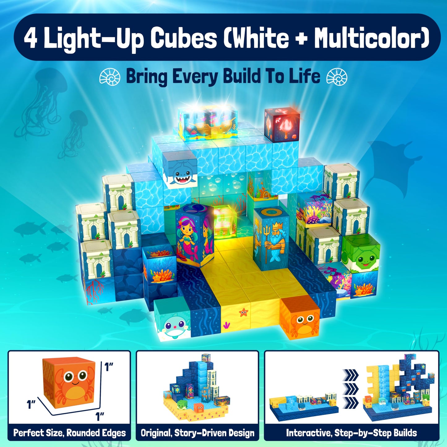 Zuvvo 120 PCS Light Up Magnetic Building Blocks for Kids – 1 Inch Magnet Cubes for Kids 3 4 5 6 7 8+, STEM Montessori Educational Toys, Sensory Learning Construction Toy Gift for Boys and Girls
