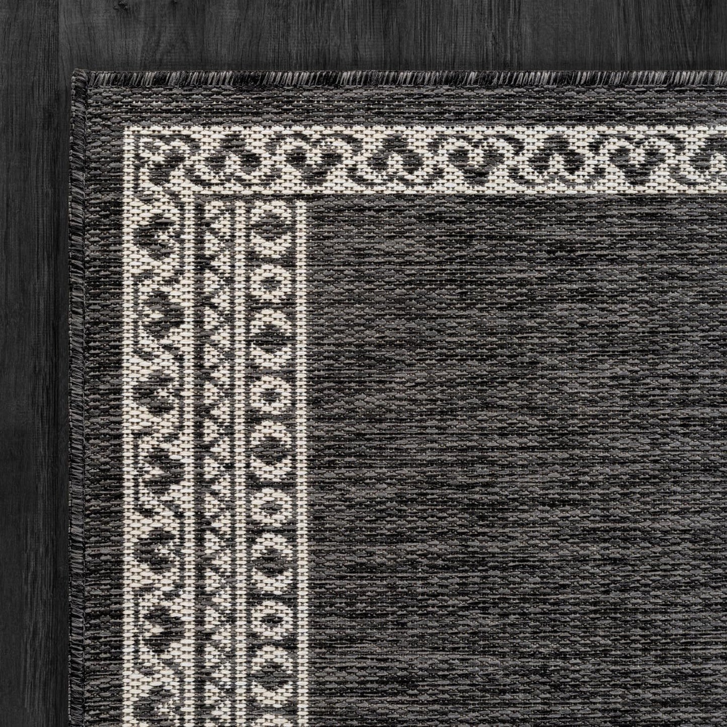 Washable Outdoor Rug 8x10 Modern Area Rugs Outdoor Carpets Bordered Pattern Non Shedding Waterproof Easy Clean Patio Deck Porch Living Room Bedroom Garden RV (8 X 10 Dark Gray)
