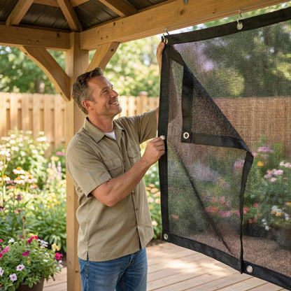 Hortifan 40% Black Shade Cloth, 8 x 10 FT Durable Taped Edge with Brass Grommets UV Resistant Garden Sunblock Shade Net for Outdoor Greenhouse, Plant and Patio
