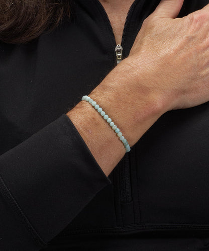 Cherry Tree Collection - Small, Medium, Large Sizes - Gemstone Beaded Bracelets For Women and Men - 4mm Round Beads (Amazonite, Small)