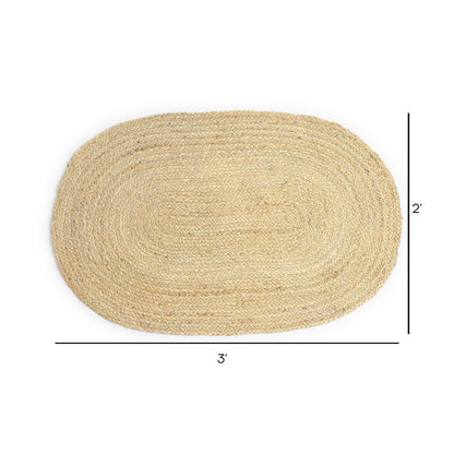 · REDEARTH · Oval Area Rug - 2'x3' Braided Natural Jute with Non-Skid Backing - Handwoven Boho Rug for Bedroom, Kitchen, Living Room - Farmhouse Aesthetic Home Decor - Durable Handmade Rug