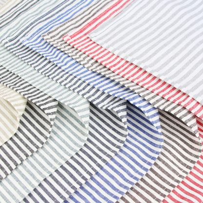 INFEI Plain Striped Cotton Linen Blended Dinner Cloth Napkins - Set of 12 (40 x 30 cm) - for Events & Home Use (Blue)