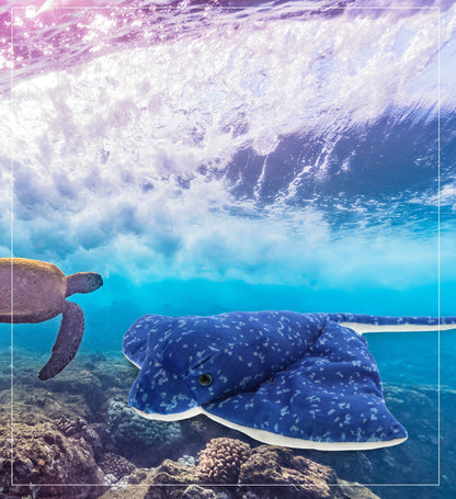 DolliBu Spotted Blue Stingray Plush - Super Soft Stuffed Animal Stingray Toy, Wild Collection Ocean Plush Gift for Kids and Adults, Cute Sea Creature Stuffed Ray - 17 Inches