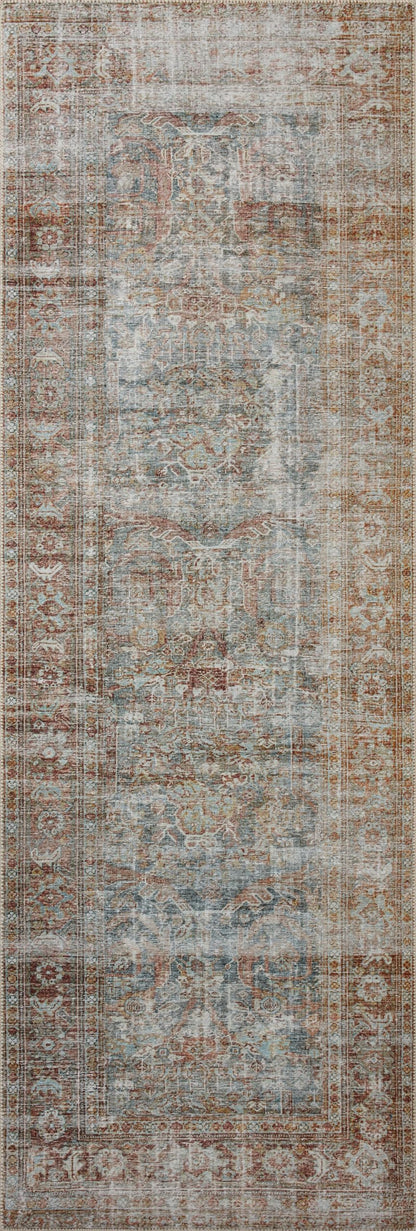 Loloi Chris Loves Julia Jules Collection JUL-05 Lagoon/Brick 7'-6'' x 9'-6'', .13" Pile Height, Area Rug