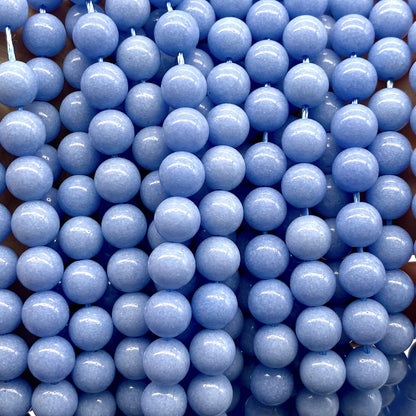 ABCGEMS Glow-in-Dark Mexican Blue Aragonite Beads (AKA Cave Calcite- Extremely Rare) Healing Crystal Chakra Energy Stone Ideal for Bracelet Necklace Ring DIY Jewelry Making Smooth Round 10mm