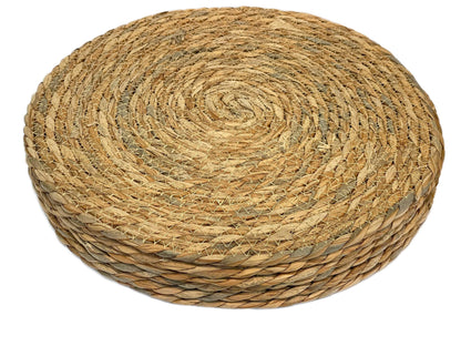 Woven Placemats Set of 6 - Round Rattan Placemats 13" - Place Mats for Dining Tables - Farmhouse Decor - Handwoven Eco-Friendly Cattail - Individuales para Mesa de Comedor