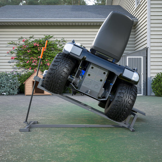 Large Riding Lawn Mower Lift Jack 880Lbs for Wide 46" Ride on Lawn Mowers & Garden Tractors,Foldable Lawn Tractor Lift with Manual and Power Handles Fit Multiple Mowers