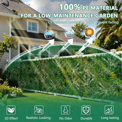 Grooy 20"X20" Grass Wall, 12PCS Boxwood Panels UV-Protected Faux Grass Backdrop Wall,Greenery Privacy Hedge Screen for Outdoor Garden Patio, Indoor Party Balcony Fence Decor