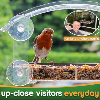Window Bird Feeder with Strong Suction Cups - (Upgraded 2026 Model) Clear Acrylic Feeder Window for Cats Bird House Gift