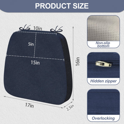 Iristykilin 17'' x 16'' x 2.5"Thick Chair Cushions for Dining Chairs, 4 Pack WaterProof Easy Clean Kitchen Chair Pads with Ties and Non-Slip Backing - 30D High Elastic Foam Soft Kitchen Chair Cushions