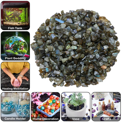 ZAICUS Labradorite Crystal Chips Bulk Gemstone Healing Crystal Natural Irregular Shaped Crushed Stone Reik Healing Tumbled Chips Crystal Chips for Witchcraft & Jewelry Making Home Decoration 1 Lb