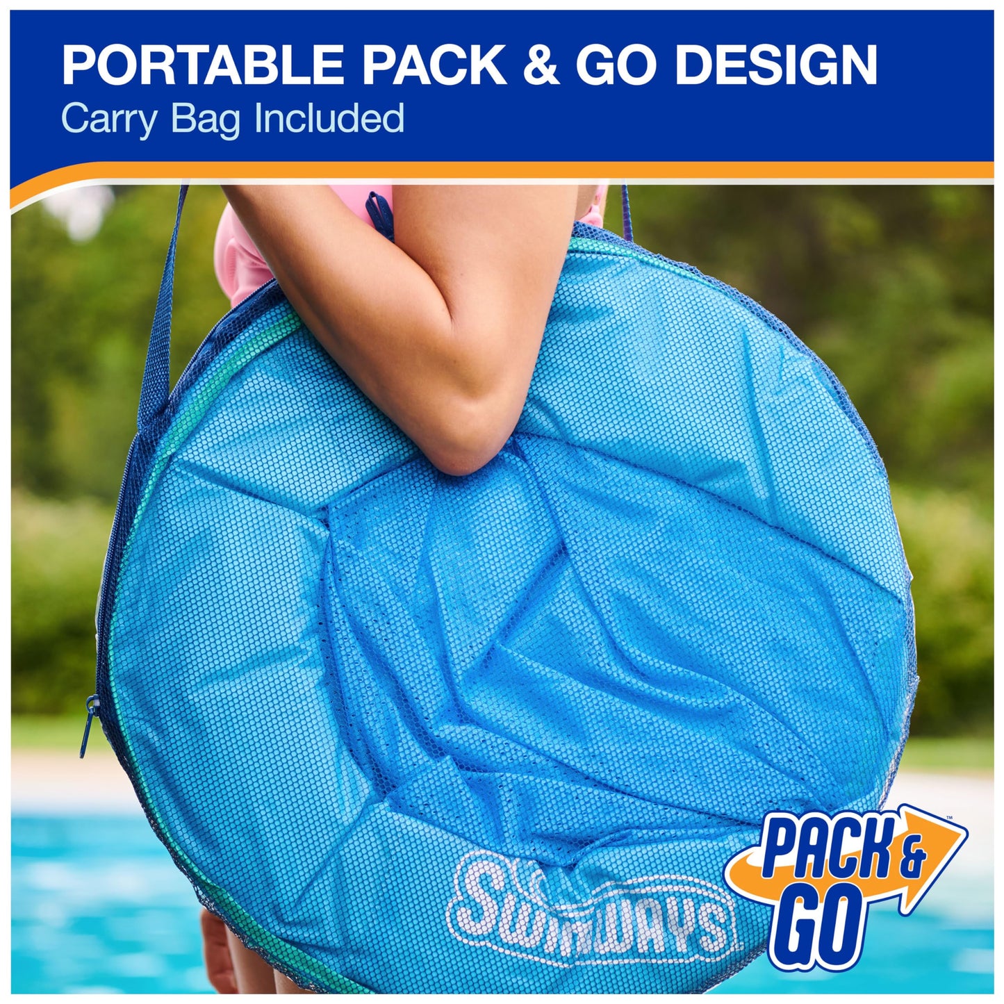 SwimWays Spring Float Premium Hammock Pool Lounger, Inflatable Pool Floats Adult with Fast Inflation for Ages 15 & Up, Sky Blue