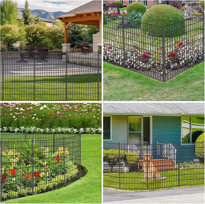 Toolterritary 10 Panels No Dig Garden Fence with Gate, 40 in(H) X 24.2 ft(L) Metal Fence Panels, Thickened Rustproof Garden Fencing, Animal Barrier Fence for for Dogs, Rabbits, Landscape, Patio
