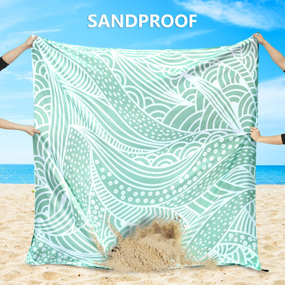 HIHOHO Beach Blanket, Sandproof Beach Mat, Waterproof Quick Drying Lightweight Outdoor Aztec Picnic Mat 79" X 83"/120"x108" for 2-8 Adults for Travel, Camping, Hiking