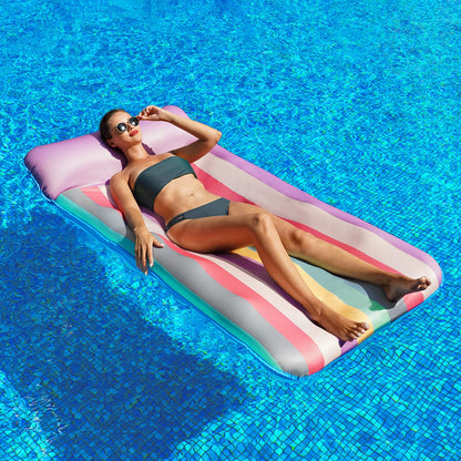 PARENTSWELL Oversized Pool Float - 72" x 36", X-Large, Fabric-Covered Pool Lounger with Headrest