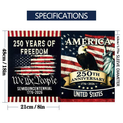 2pcs 250th Anniversary American Garden Flag,July 4th Independence Day Patriotic Banner,Double-Sided Waterproof 1776-2026 Commemorative Flags (250th Anniversary American Flag & Eagle - Black, 12" x 18" Inch)