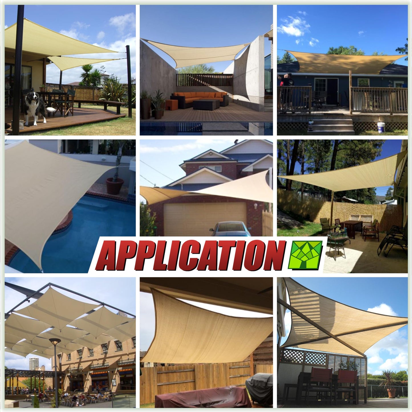 ColourTree 8' x 12' Beige Rectangle Sun Shade Sail Canopy Awning Shelter Fabric Cloth Screen CTAPR0812, UV Block UPF50 Heavy Duty Commercial Grade, Outdoor Patio Carport (We Make Custom Size)