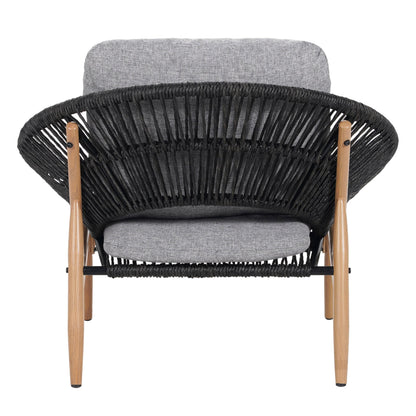 Merax Outdoor Wicker Papasan Chair Set of 2, Rattan Patio Papasan Egg Lounge Chair with Cozy Cushion, Low Seat Round Chair for Backyard Balcony Garden Poolside, All-Weather, Easy Assembly, Grey