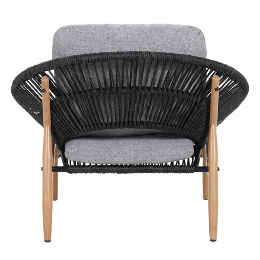 Merax Outdoor Wicker Papasan Chair Set of 2, Rattan Patio Papasan Egg Lounge Chair with Cozy Cushion, Low Seat Round Chair for Backyard Balcony Garden Poolside, All-Weather, Easy Assembly, Grey