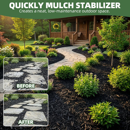 Shabebe Mulch Glue 2 Gallons - Super Stick Rock Glue for Landscaping Gravel Binder for Pea Gravel, Long-Lasting & Non-Toxic, Covers 2X More Area Pebble Gravel Hold for Paths, Patios & Garden Borders