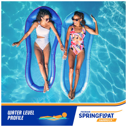 SwimWays Spring Float Premium Hammock Pool Lounger, Inflatable Pool Floats Adult with Fast Inflation for Ages 15 & Up, Sky Blue