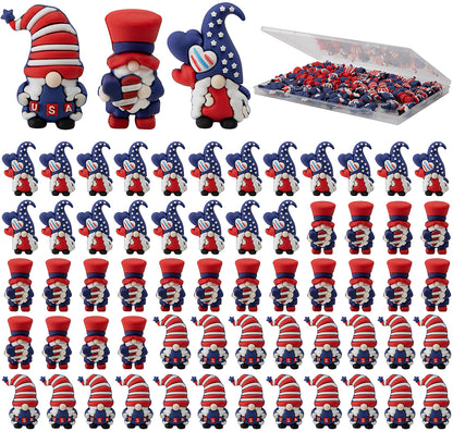 Watayo 60 Pcs 4th of July Mini Gnome Ornaments, Miniature Independence Day Patriotic Gnomes Decoration, Memorial Day Decor Stars and Stripes Gnomes Figurines for Party Gifts Home Table Decorations