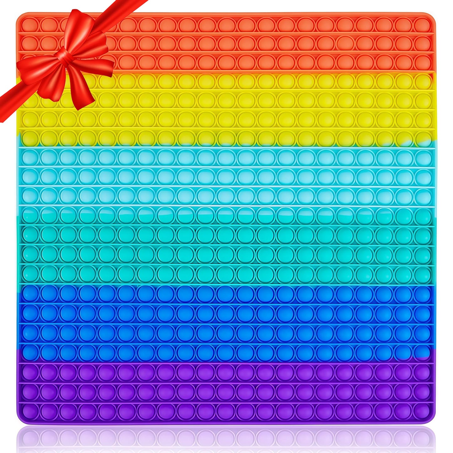 Jumbo Big Large Fidget Toy, 441 Bubbles Push Giant Huge Rainbow Square Fidgets Autism ADHD Sensory Toys Cool Stuff Gift, Stress Relief Anxiety Kids Girl Boy Adult Mega Toys Birthday Gifts