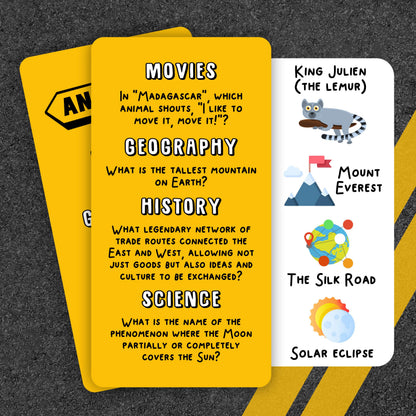 WELL BALANCED Road Trip Trivia - Road Trip Games for Kids Travel Essentials Car Activities Must Haves for Ages 8+