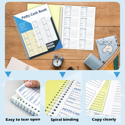 400 Sets Petty Cash Log Book 8.5 x 11 Inch 2 Part Conbonless Copy Petty Cash Receipt Book Cash Receipt Book Deposit Slips Carbonless Duplicate for Office Business Store Accounting (1)