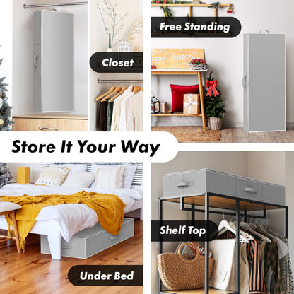 Simple Houseware 41.5" Wrapping Paper Storage Organizer - Fits 40 Rolls with Adjustable Straps, Interior Divider for Ribbons & Bows, 3 Clear Pockets for Gift Bags & Tools, 41.5''L x 16''W, Gray