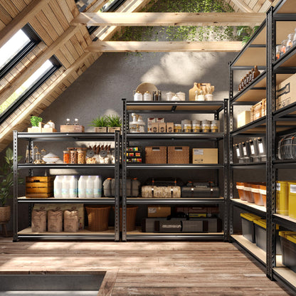 DurayLoly 72" H Garage Shelving, 5 Tier Storage Shelves Load 2500 lbs, Adjustable Garage Shelves, Metal Shelving Unit for Warehouse, Basement, Pantry, 40" Wx 16" D x 72" H, Black