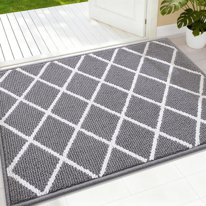Finchitty Indoor Door Mat, Dirt Resistant and Absorbent, Low-Profile, Non-Slip, Washable Inside Floor Mats for Front Door, Back, and Entrance, 32" x 20", Grey