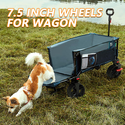 TIMBER RIDGE Wagon Replacement Rubber Wheel, Wheels for Utility Folding Beach Wagon Cart, 7.5" Diameter X 3.4" Wide(2 PCS)