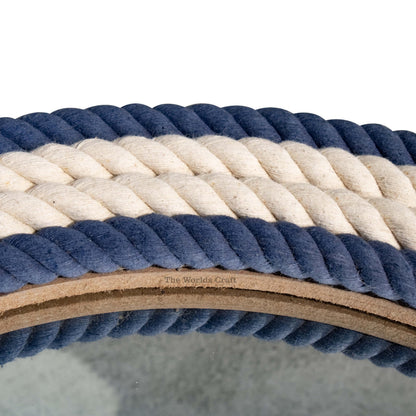 The Worlds Craft Nautical Round Rope Mirror - White Twisted Rope Wall Hanging Mirror, Rustic Boho & Coastal Farmhouse Décor for Bathroom, Bedroom, Nursery, or Entryway