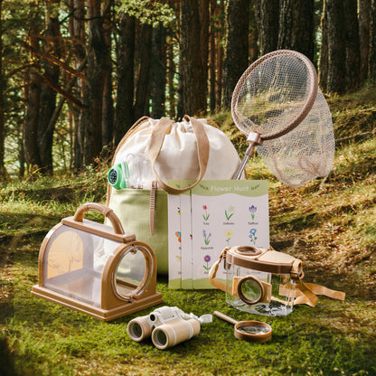 ROBOTIME Explorer Kit & Bug Catcher Kit for Kids, 12PCS Bug Catching Kit, Outdoor Bug Collection with Kids Binoculars, Butterfly Net, Insect Box, Magnifying Glass and Compass Watch for Toddlers 3-12