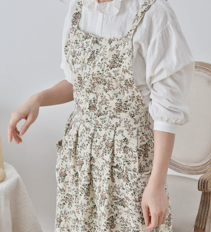 TXLFRO Pulreiush Floral Cotton Waterproof Adult Kitchen Apron Adjustable Cooking Baking Garden Chef Apron with Pocket