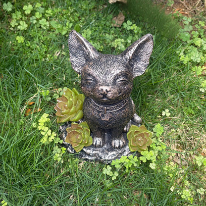 IVCOOLE Solar Dog Garden Statue - Outdoor Dog Decor with Solar Light, Resin Solar Garden Statue Waterproof for Patio Porch Lawn and Yard - Dog Figurine Gift for Mom, Grandma, Dog Lovers
