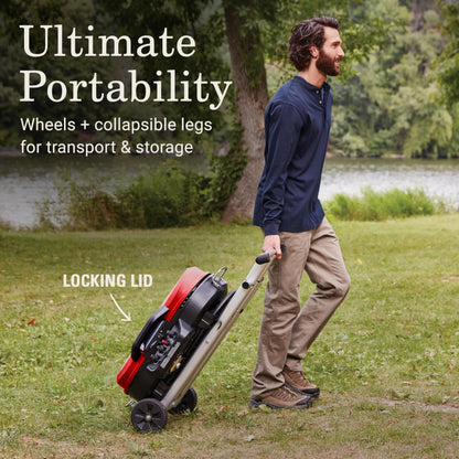 Coleman RoadTrip 285 Portable Stand-Up Propane Grill with 3 Adjustable Burners & Instastart Ignition, 20,000 BTUs of Power for Outdoor Cooking, Camping, Tailgating, Grilling, BBQs, & More