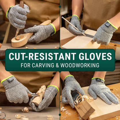 BeaverCraft Wood Carving Gloves CRG - Cutting Cut Resistant Gloves Level 5 for Whittling, Woodworking, Food Prep (L)