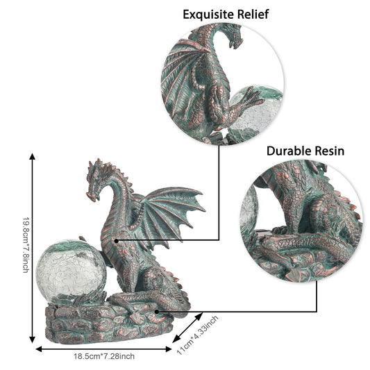 TERESA'S COLLECTIONS Garden Sculptures & Statues, Solar Dragon Outdoor Statues Figurines, Resin Bronze Gothic Garden Decor Lawn Ornaments Patio Yard Decorations Gifts for Mom Women, 8"