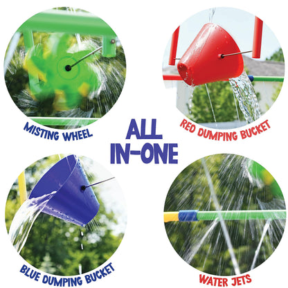 Backyard Waterpark with Splash Wheel, Dump Buckets for Kids Outdoor Water Play