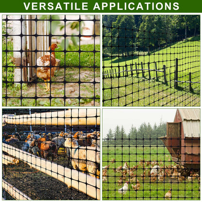 Windyun 2 Roll 100 ft 200 ft in Total Plastic Mesh Fence Roll Safety Construction Barrier Netting Outdoor Snow Temporary Garden Animal Fencing for Poultry, Chicken, Dog, Patio(Black)